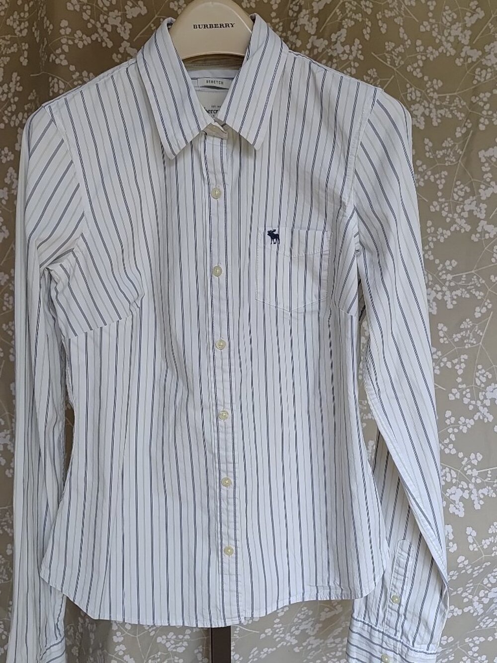 Abercrombie & Fitch Size M Shirt Long Sleeve Button Women Cotton Stripe Stretch